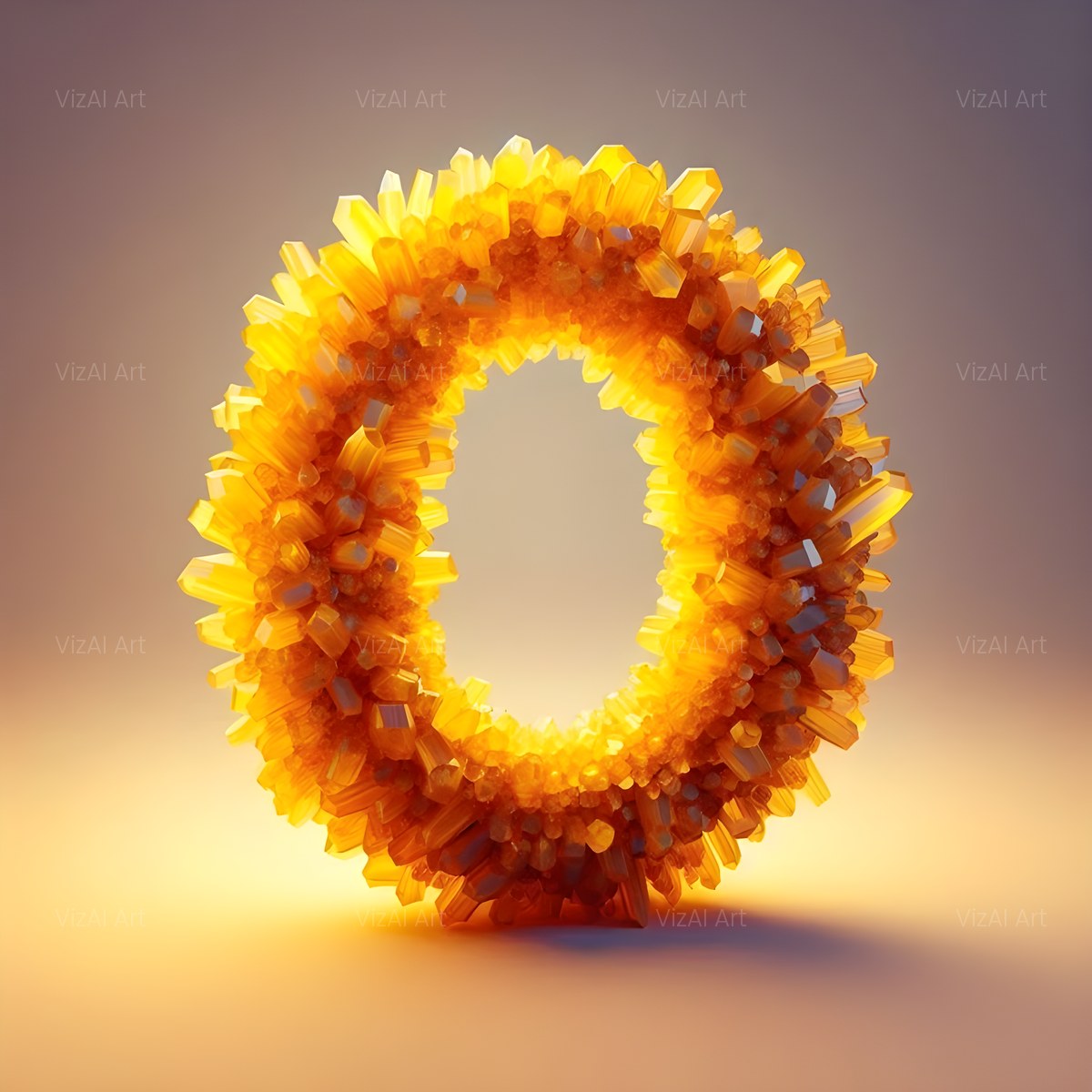 Citrine Crystal alphabet — printable letter O