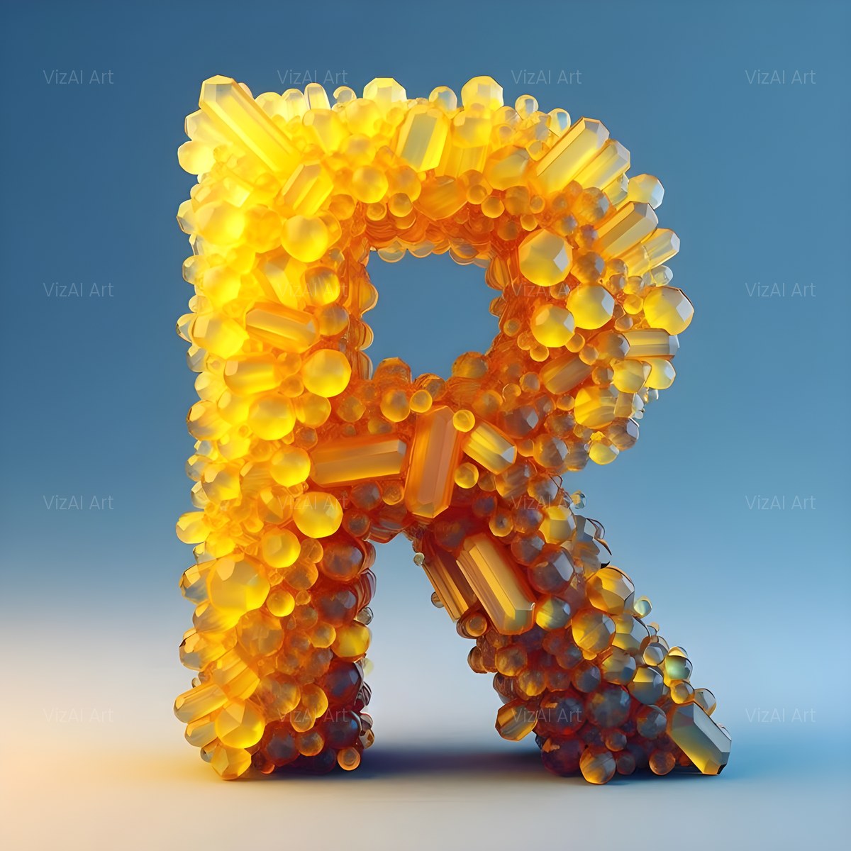 Citrine Crystal alphabet — printable letter R