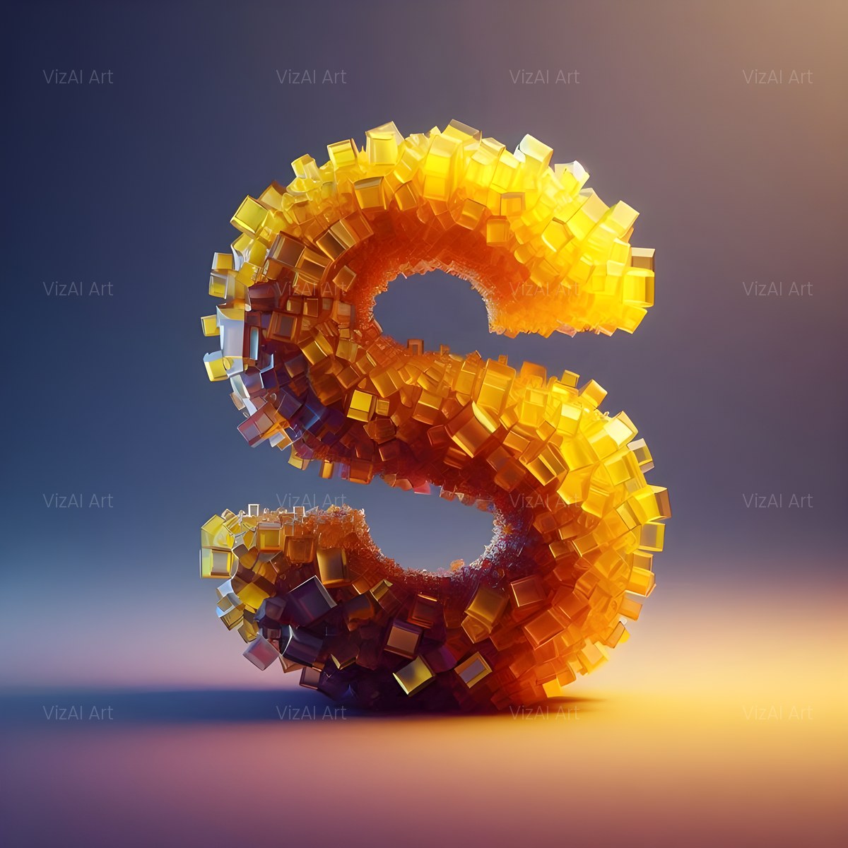 Citrine Crystal alphabet — printable letter S