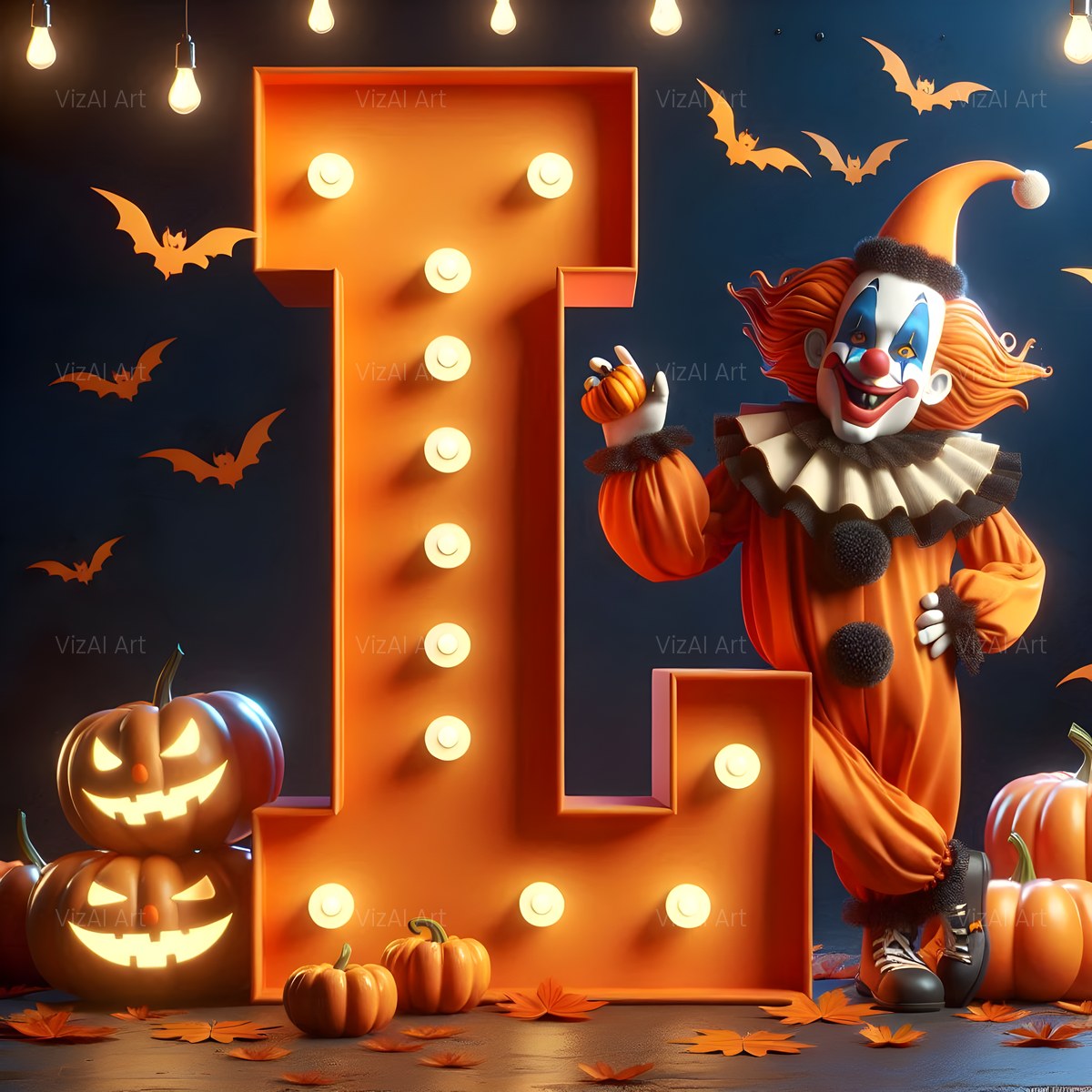 Carnival Clown Night alphabet — printable letter L