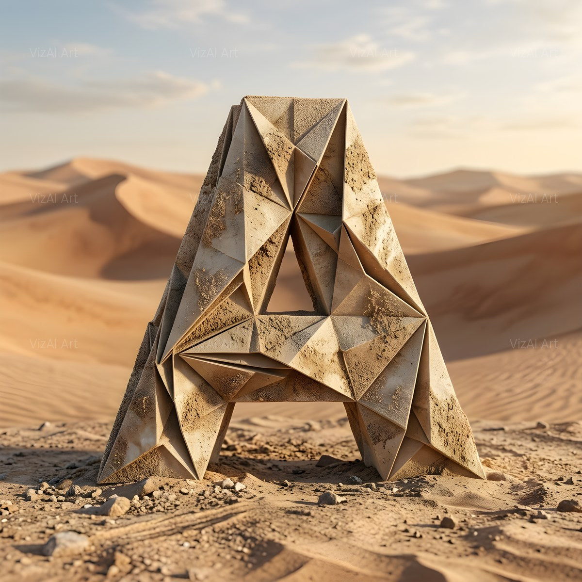 Sandstone Desert Ruin alphabet — printable letter A