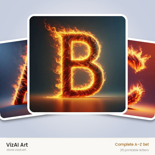 Blazing Flame alphabet — choose an individual printable letter