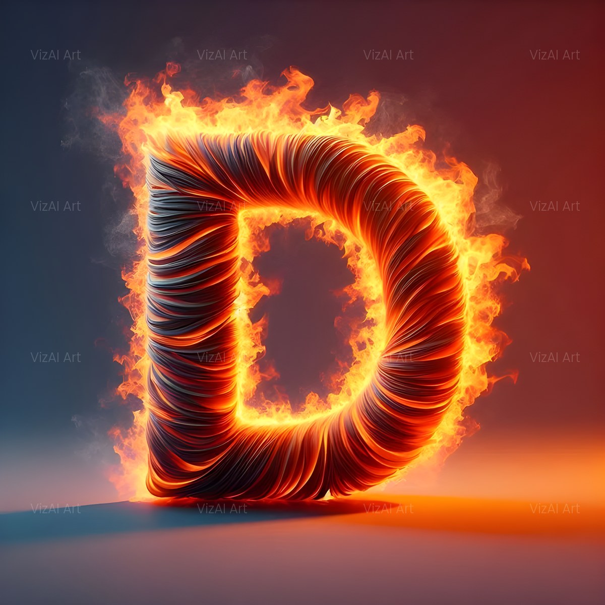 Blazing Flame alphabet — printable letter D