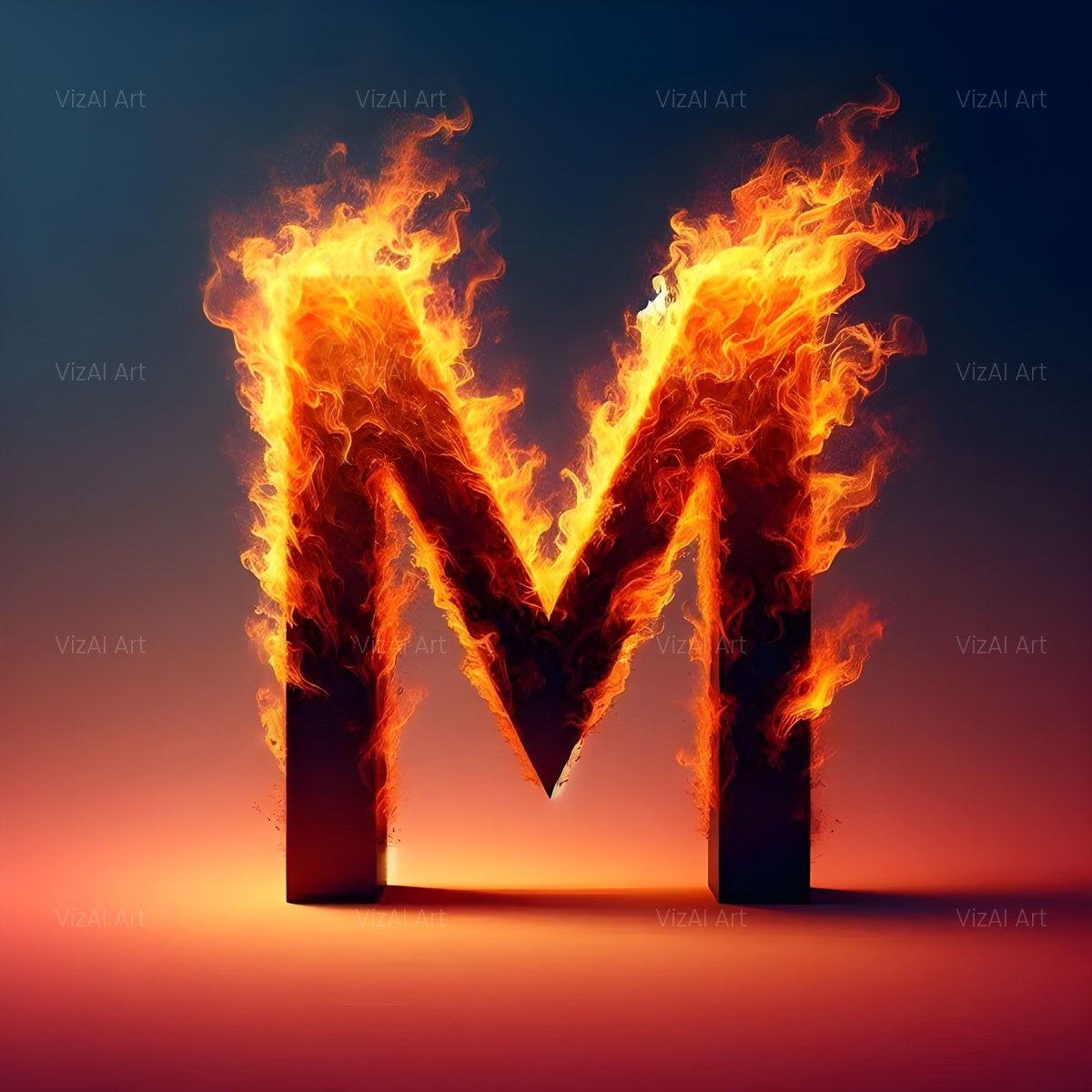 Blazing Flame alphabet — printable letter M