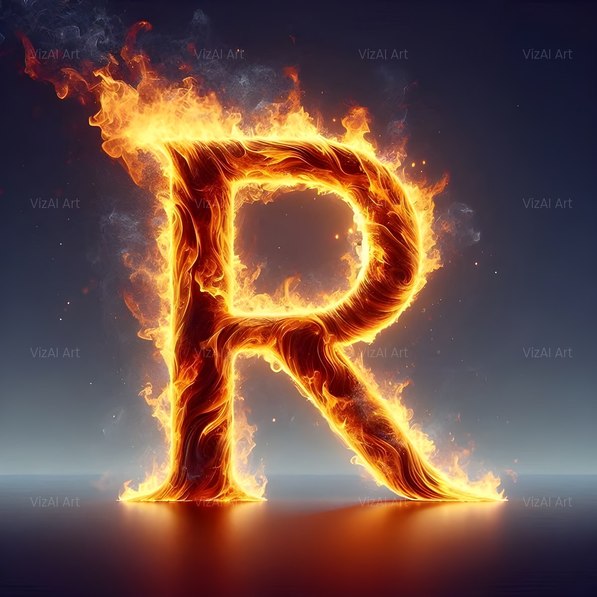 Blazing Flame alphabet — printable letter R