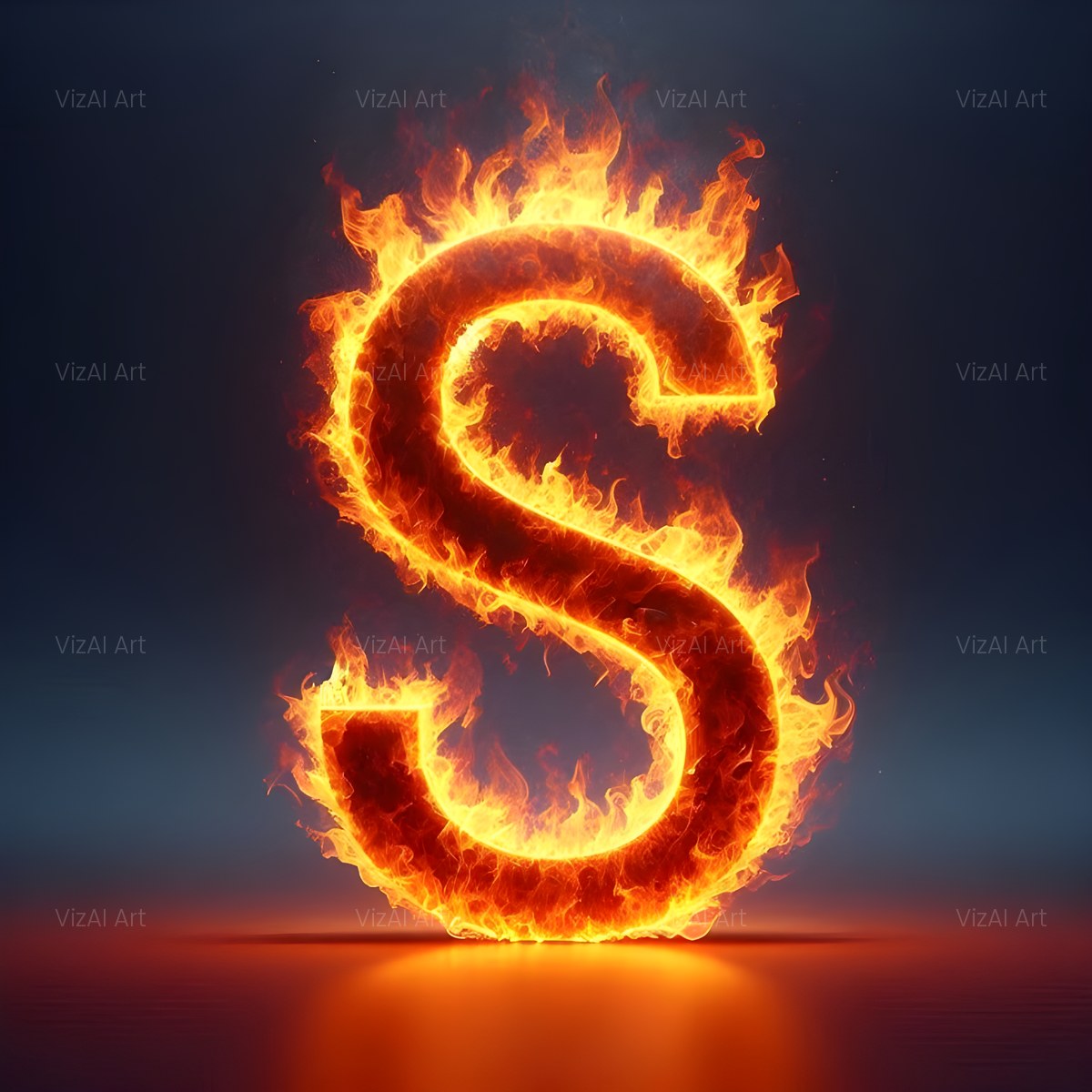 Blazing Flame alphabet — printable letter S