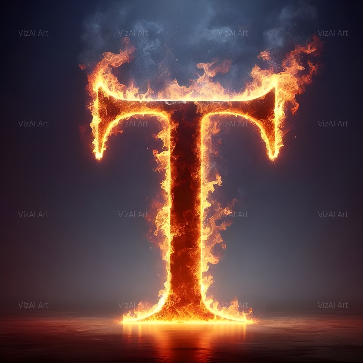Blazing Flame alphabet — printable letter T