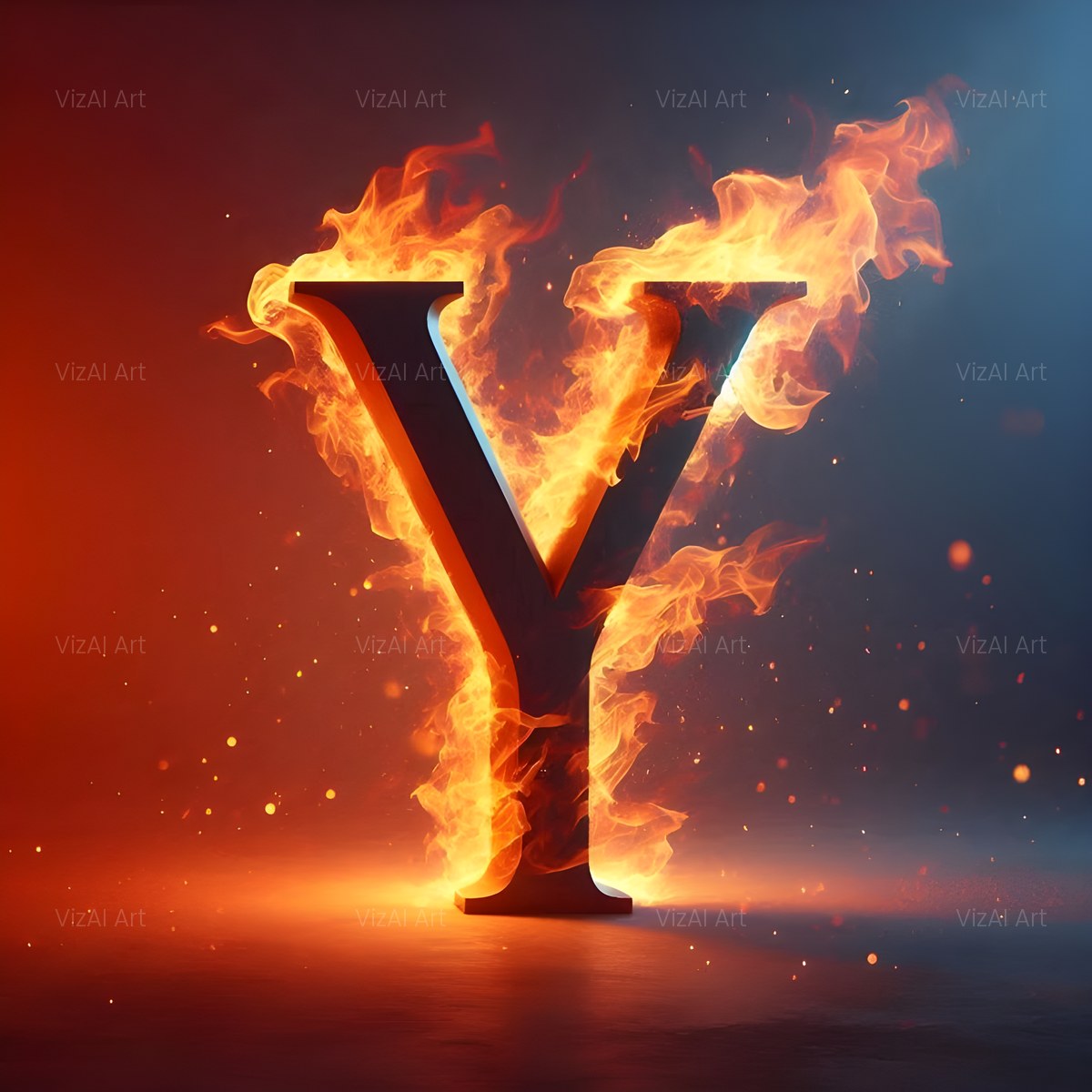 Blazing Flame alphabet — printable letter Y