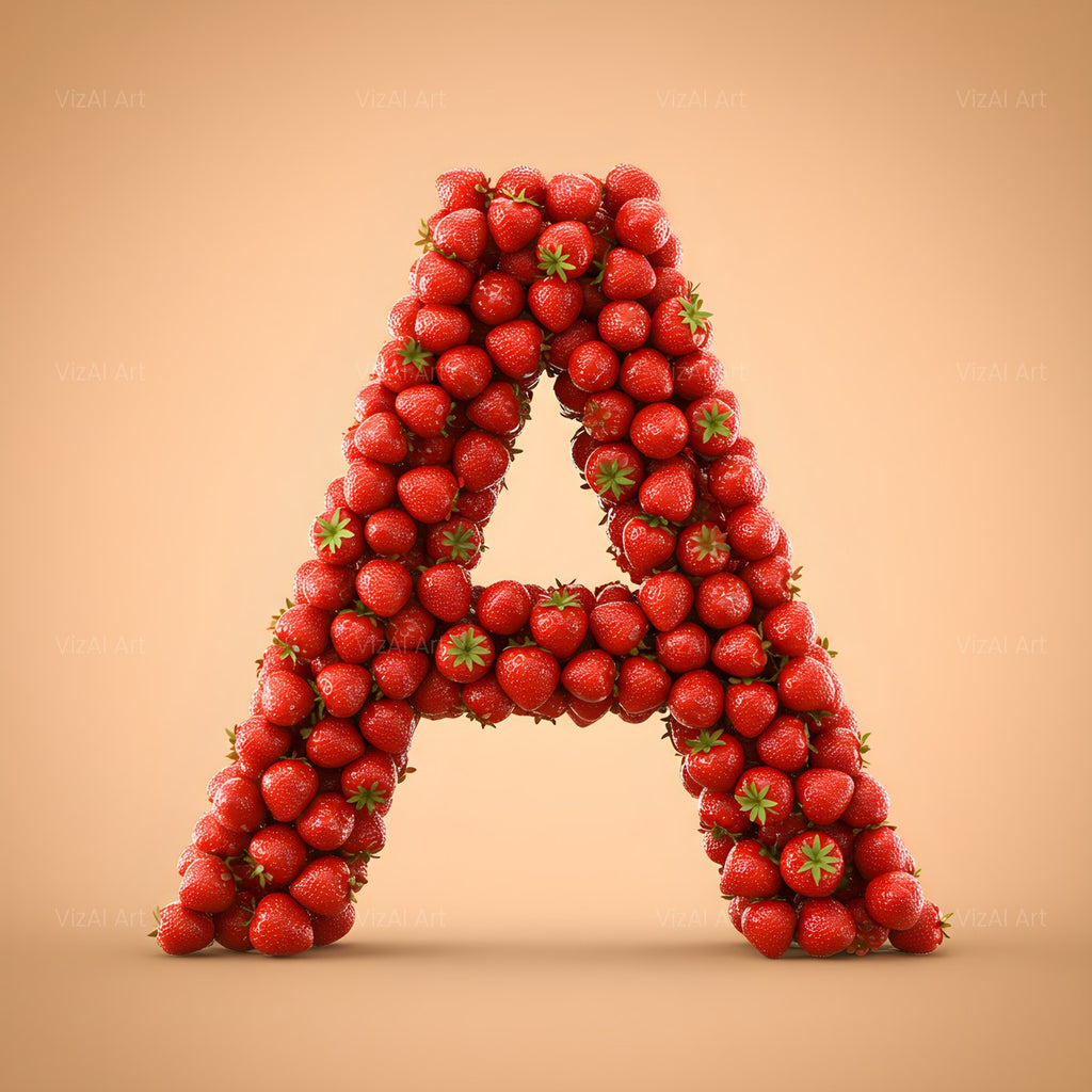 Strawberry Berry Heap alphabet — printable letter A