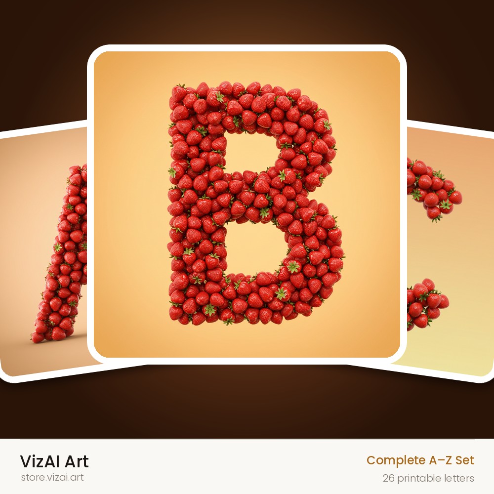 Strawberry Berry Heap alphabet — choose an individual printable letter
