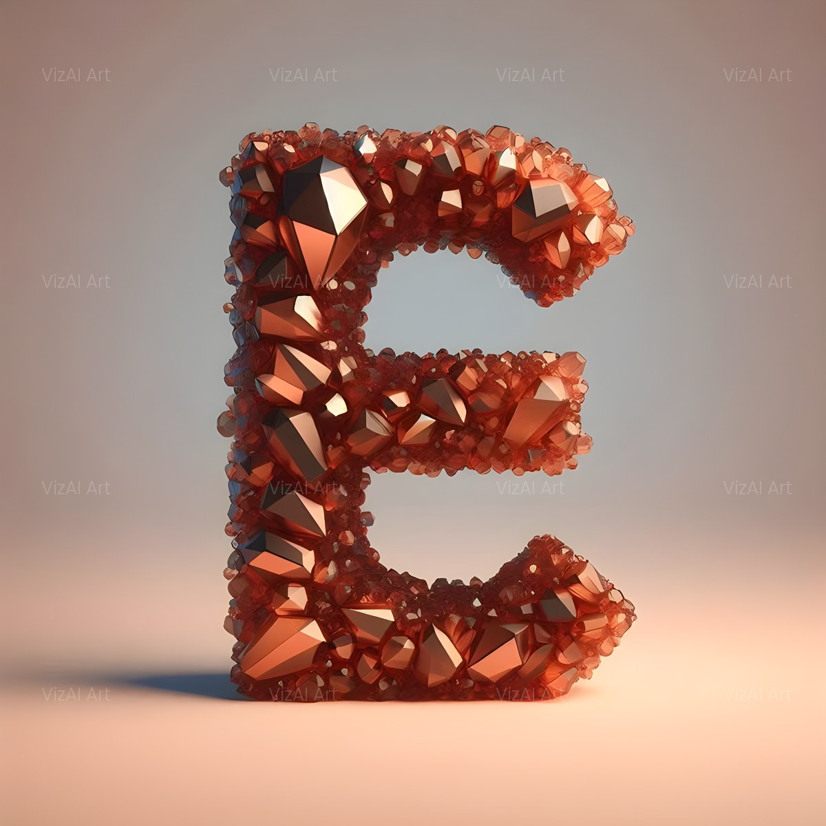 Amber Crystal Bead alphabet — printable letter E