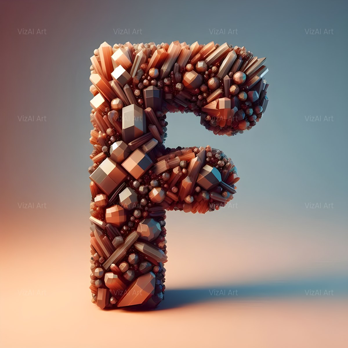 Amber Crystal Bead alphabet — printable letter F
