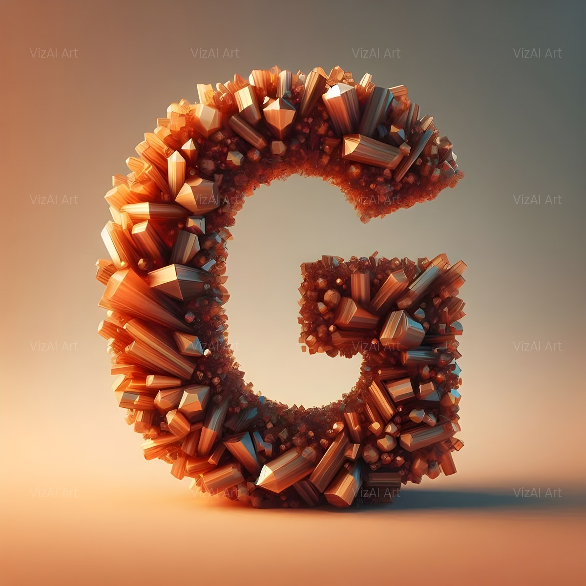 Amber Crystal Bead alphabet — printable letter G