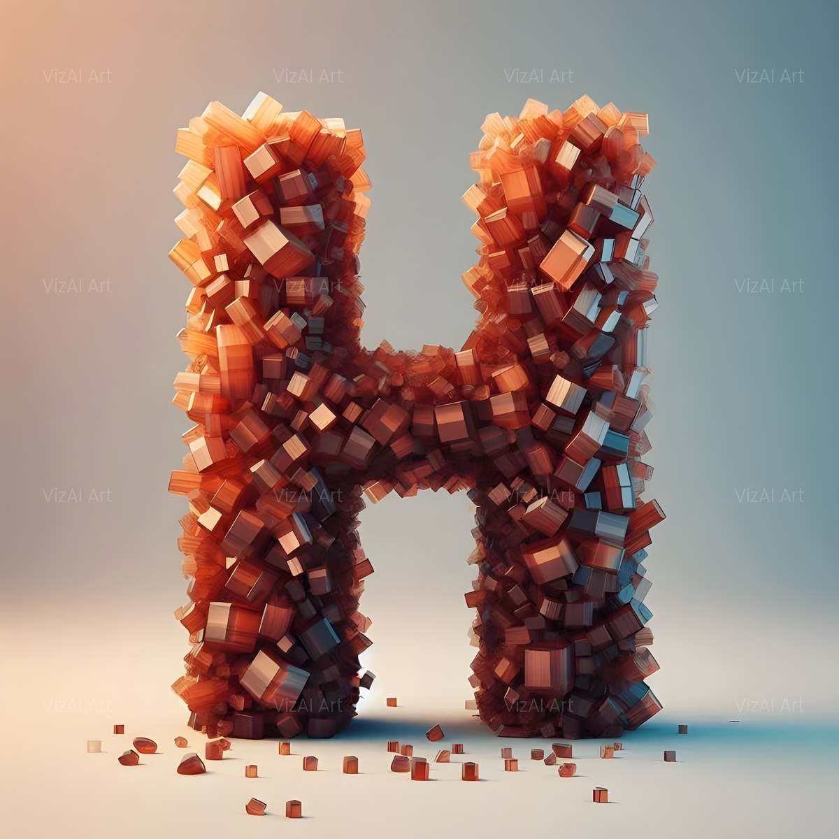 Amber Crystal Bead alphabet — printable letter H