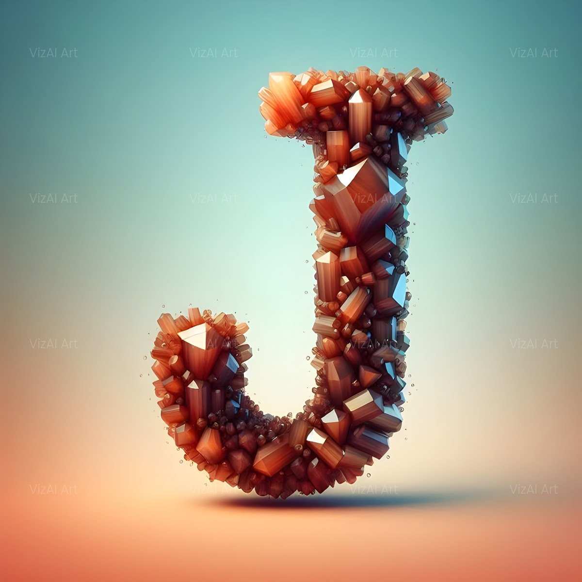 Amber Crystal Bead alphabet — printable letter J