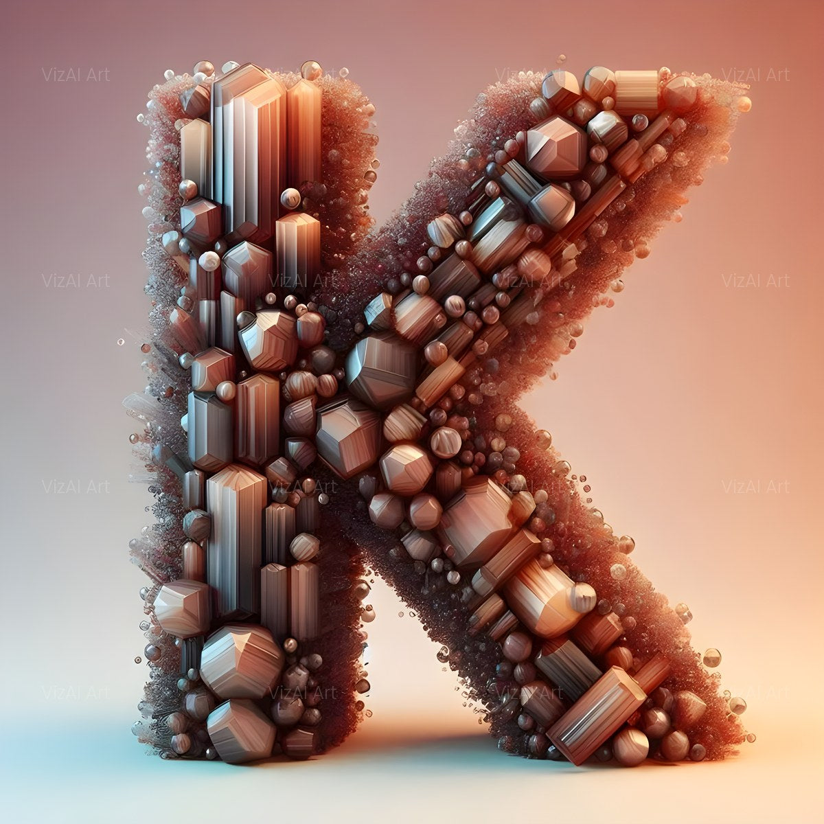 Amber Crystal Bead alphabet — printable letter K