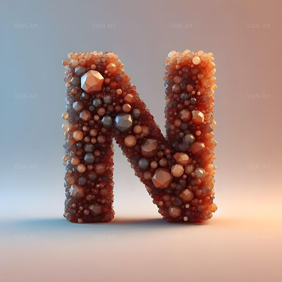 Amber Crystal Bead alphabet — printable letter N