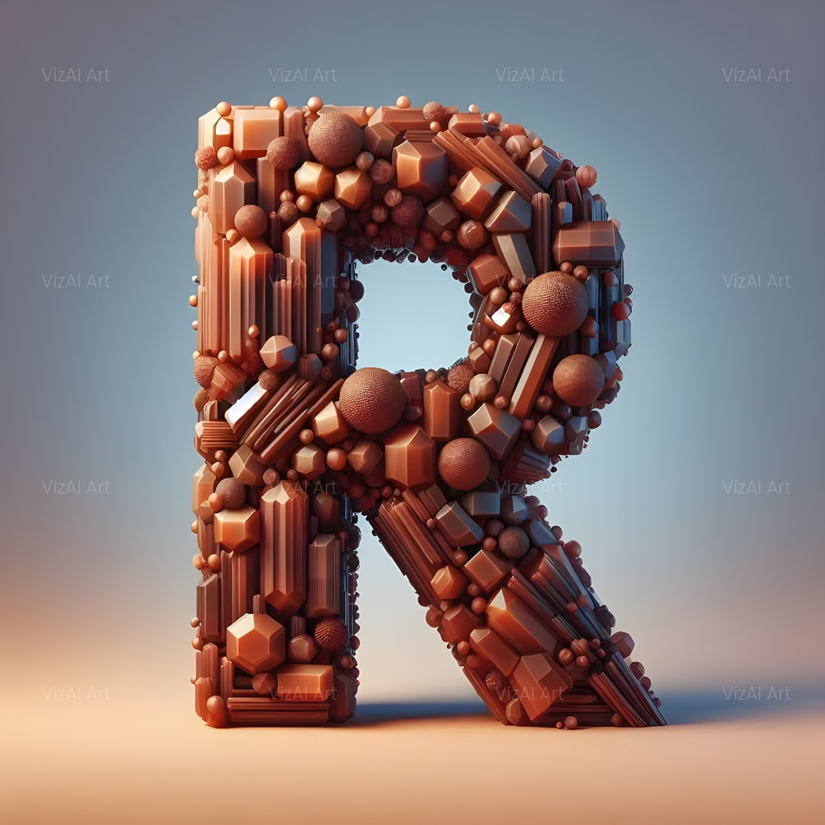 Amber Crystal Bead alphabet — printable letter R