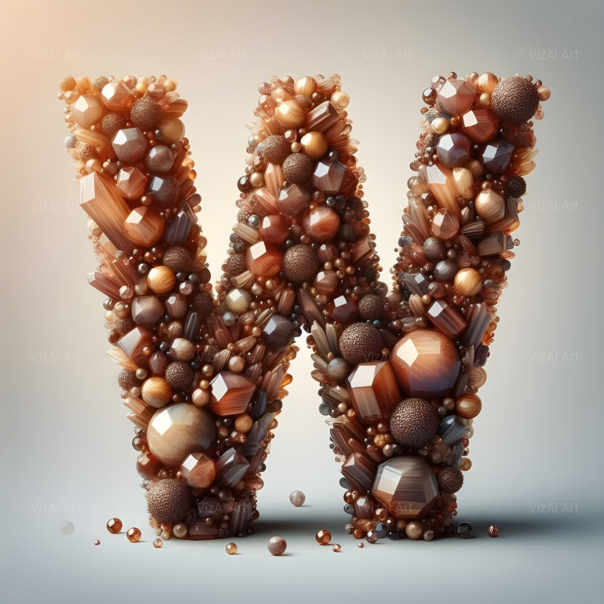 Amber Crystal Bead alphabet — printable letter W