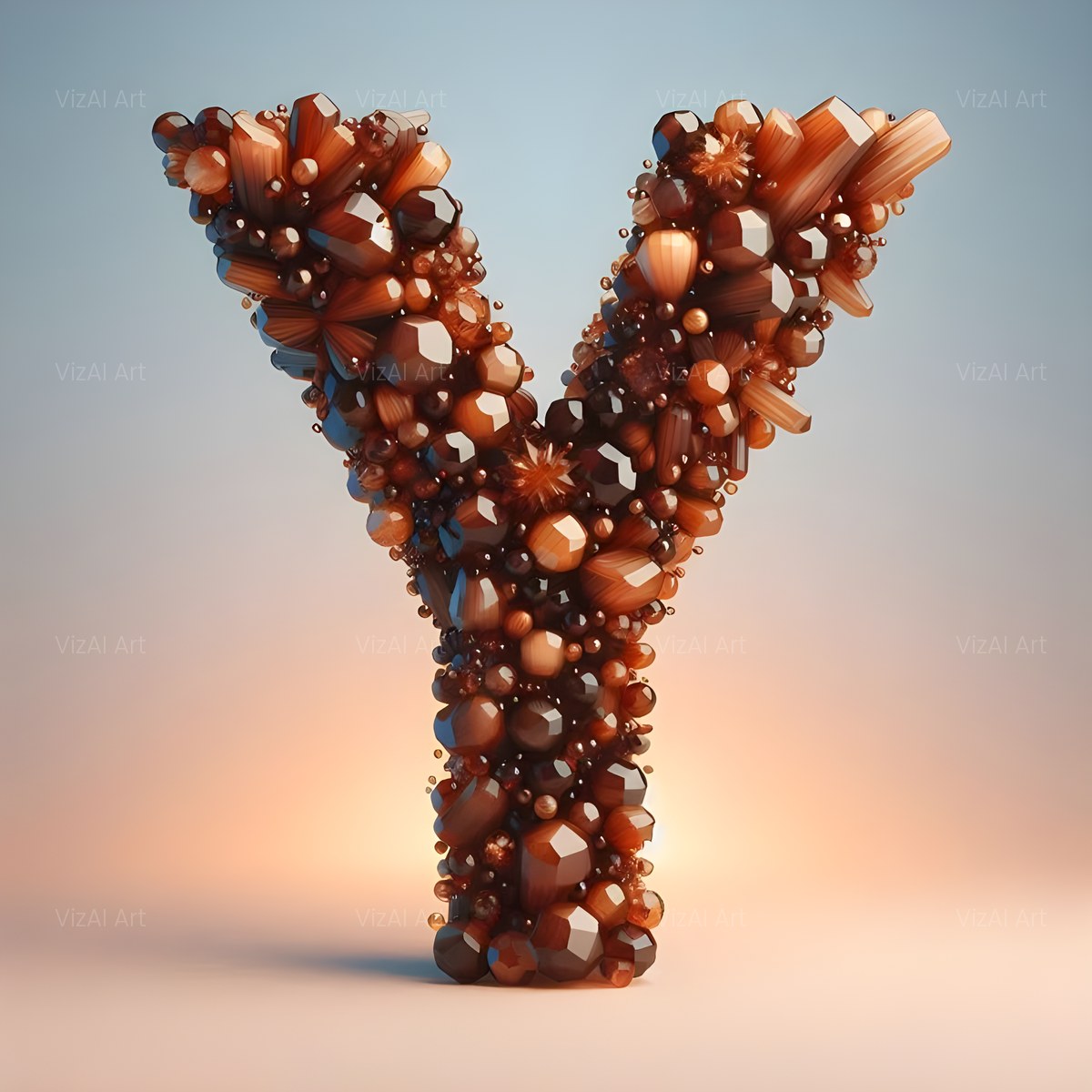Amber Crystal Bead alphabet — printable letter Y