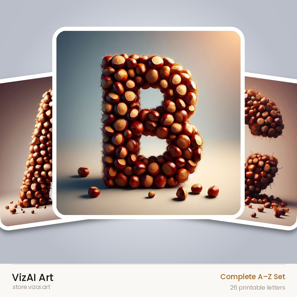 Chestnut Roast Warmth alphabet — choose an individual printable letter