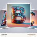 Rainbow Glass Bubble alphabet — choose an individual printable letter