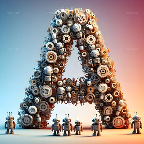 AI Robot alphabet — printable letter A