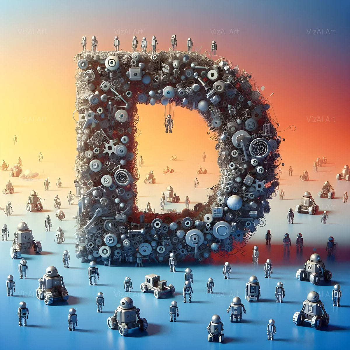 AI Robot alphabet — printable letter D