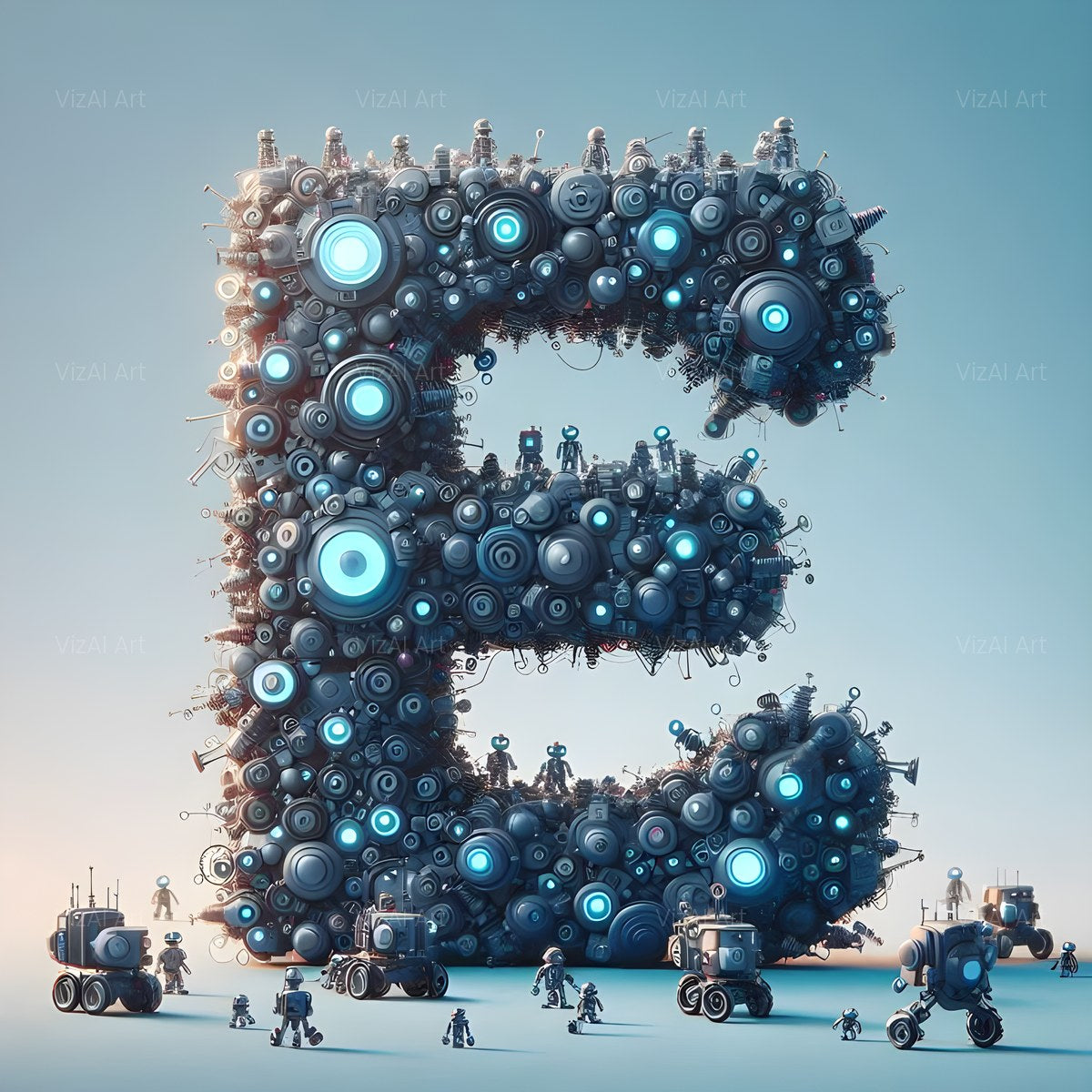AI Robot alphabet — printable letter E