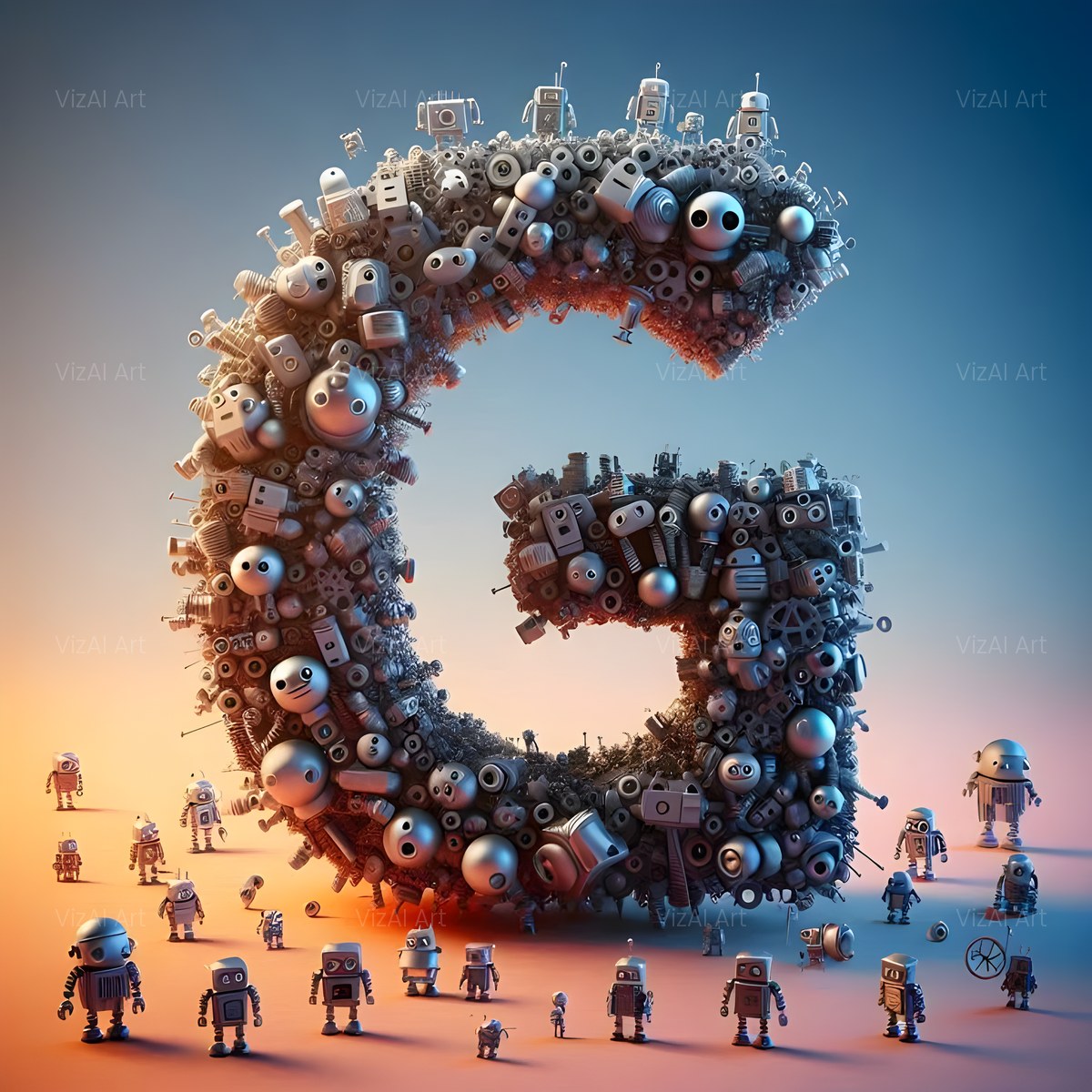 AI Robot alphabet — printable letter G