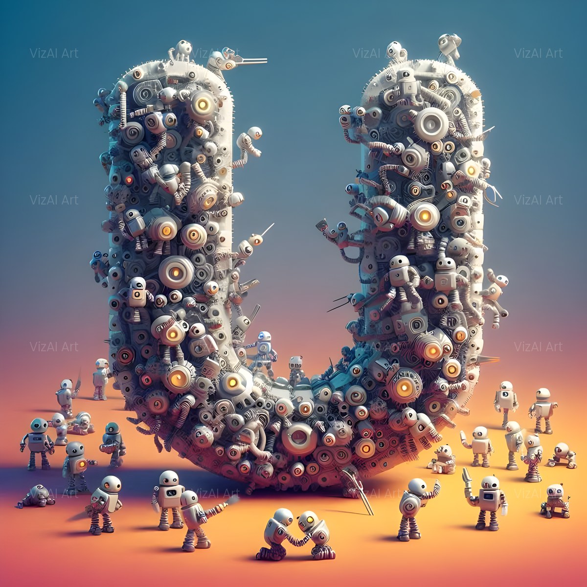 AI Robot alphabet — printable letter U
