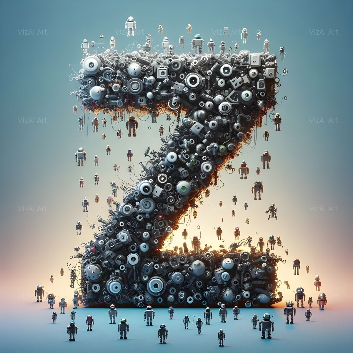 AI Robot alphabet — printable letter Z