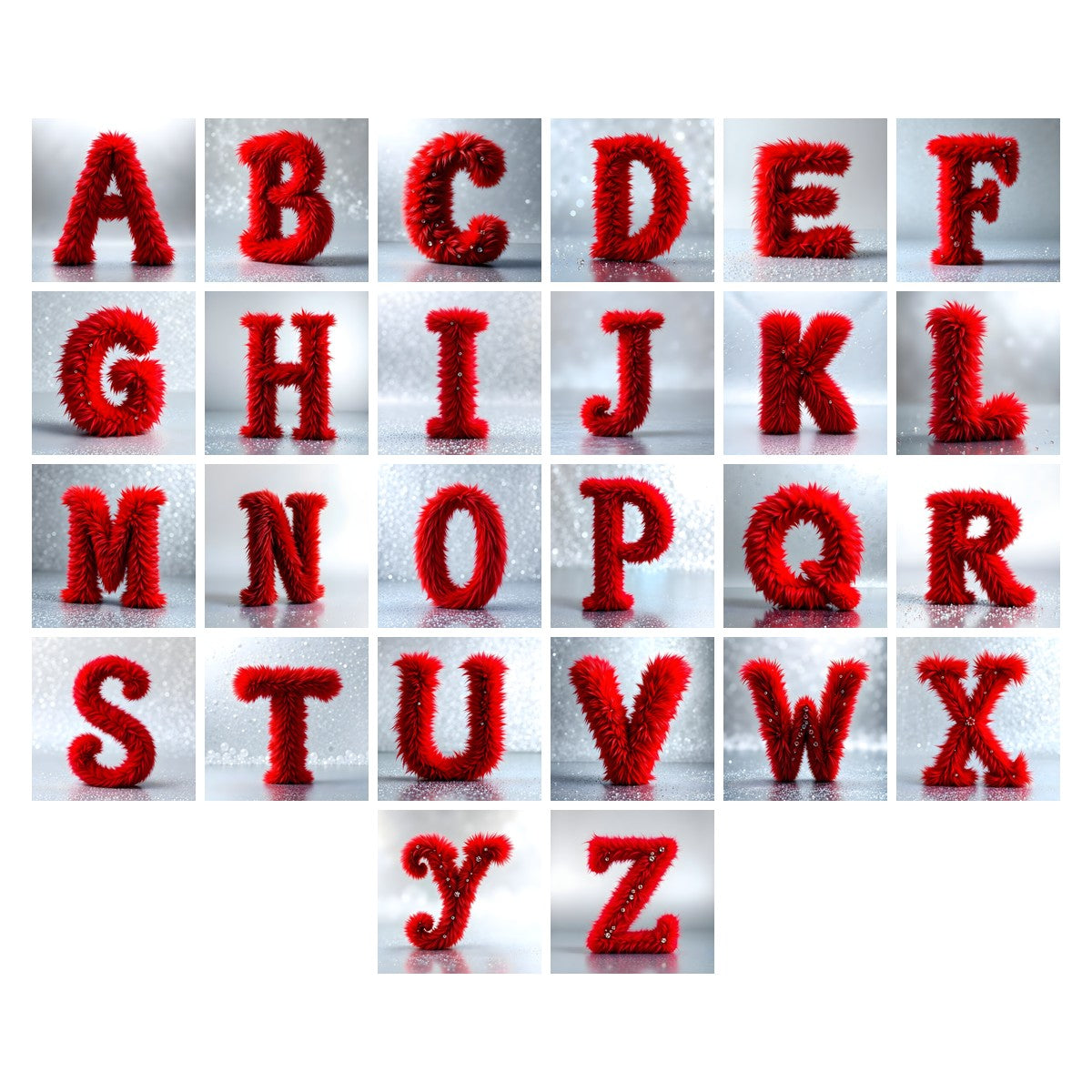 Scarlet Star Fur alphabet — all 26 letters A to Z, choose any single letter