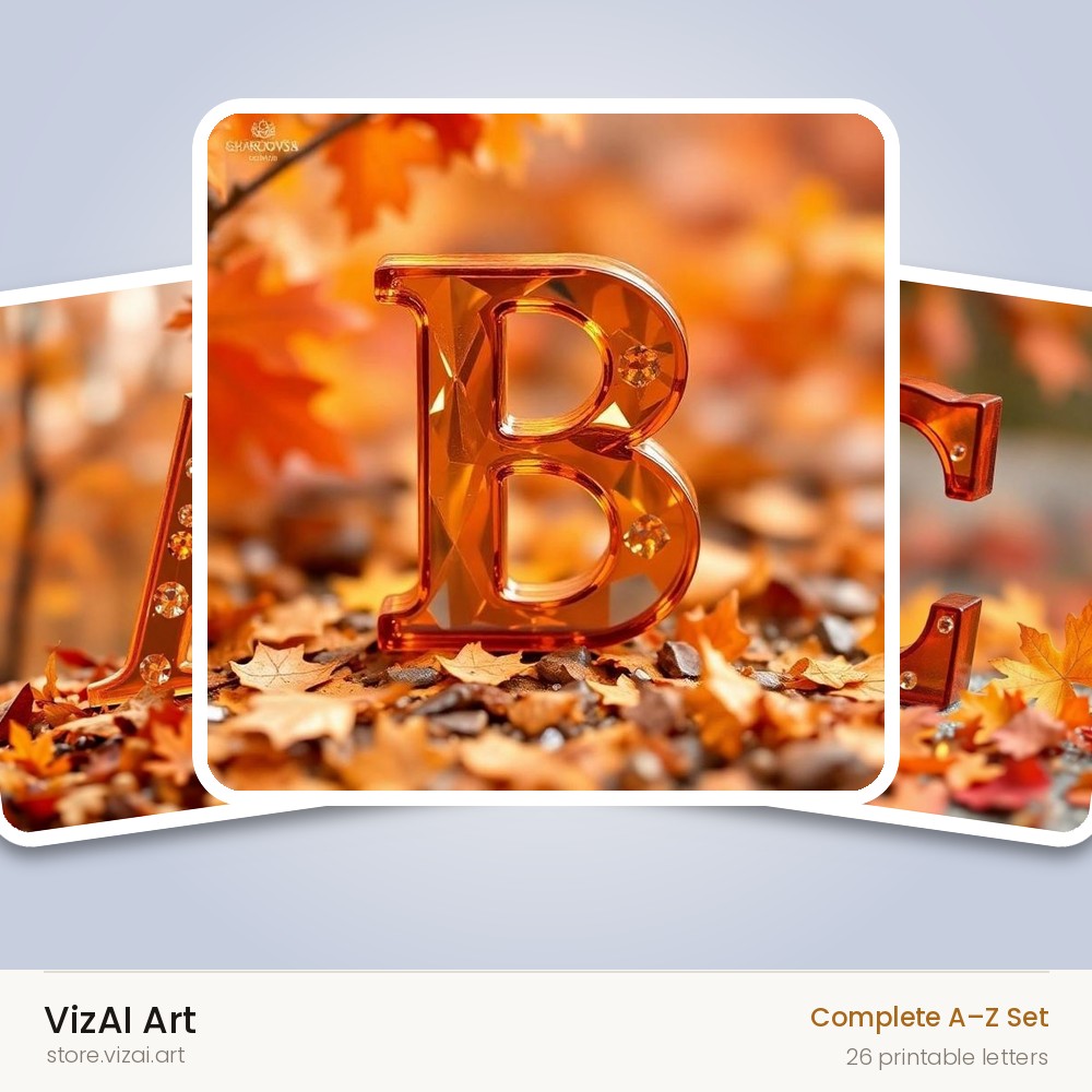 Autumn Maple Glow alphabet — choose an individual printable letter