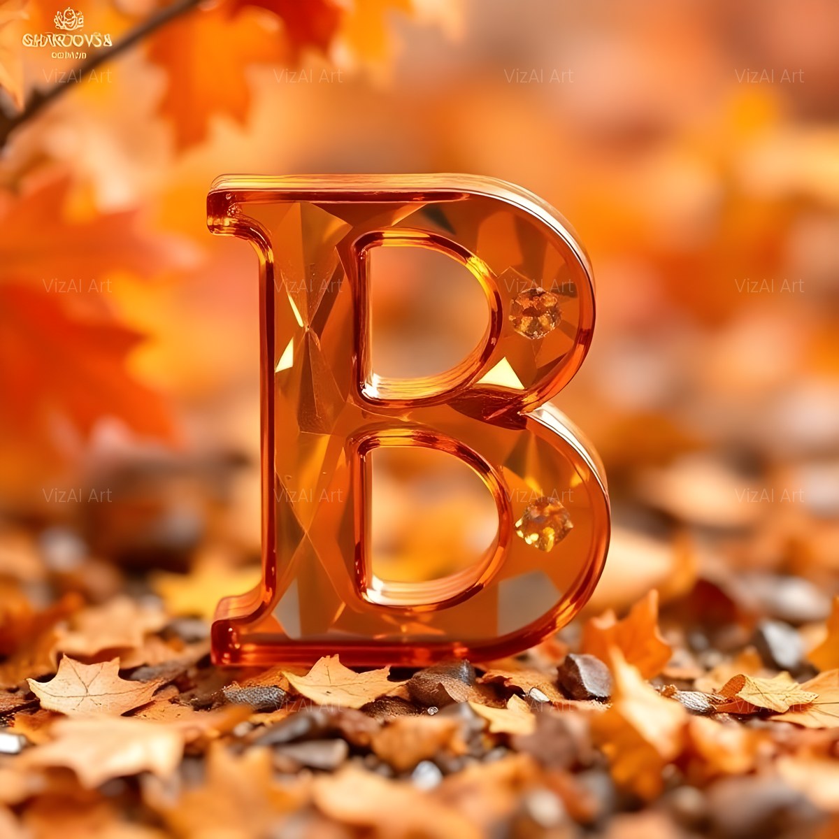 Autumn Maple Glow alphabet — printable letter B