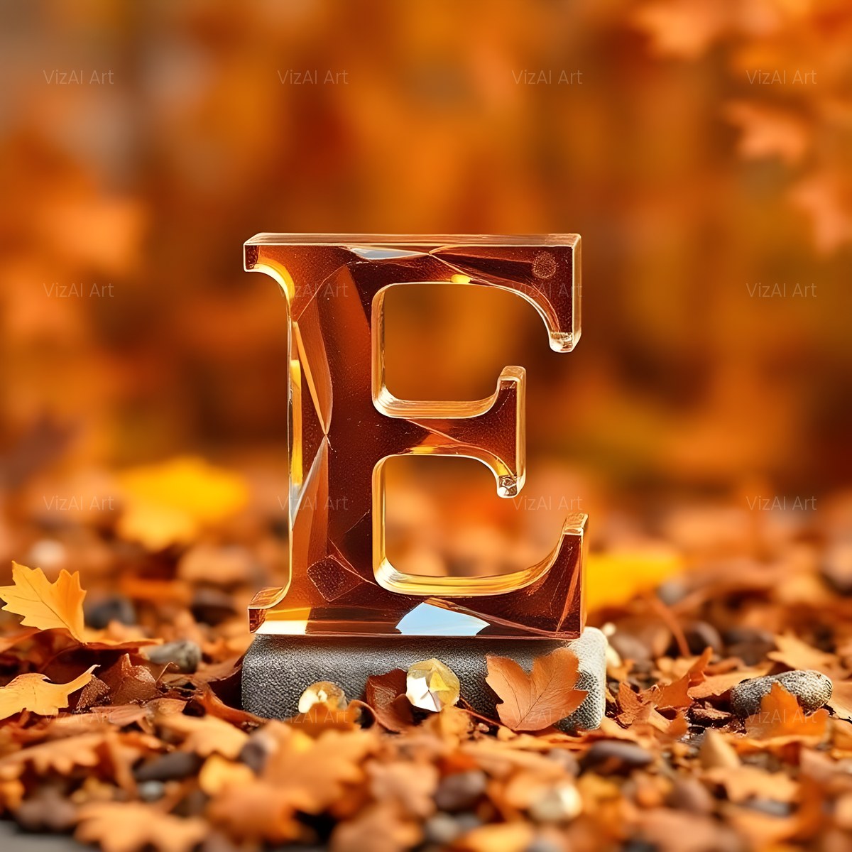 Autumn Maple Glow alphabet — printable letter E