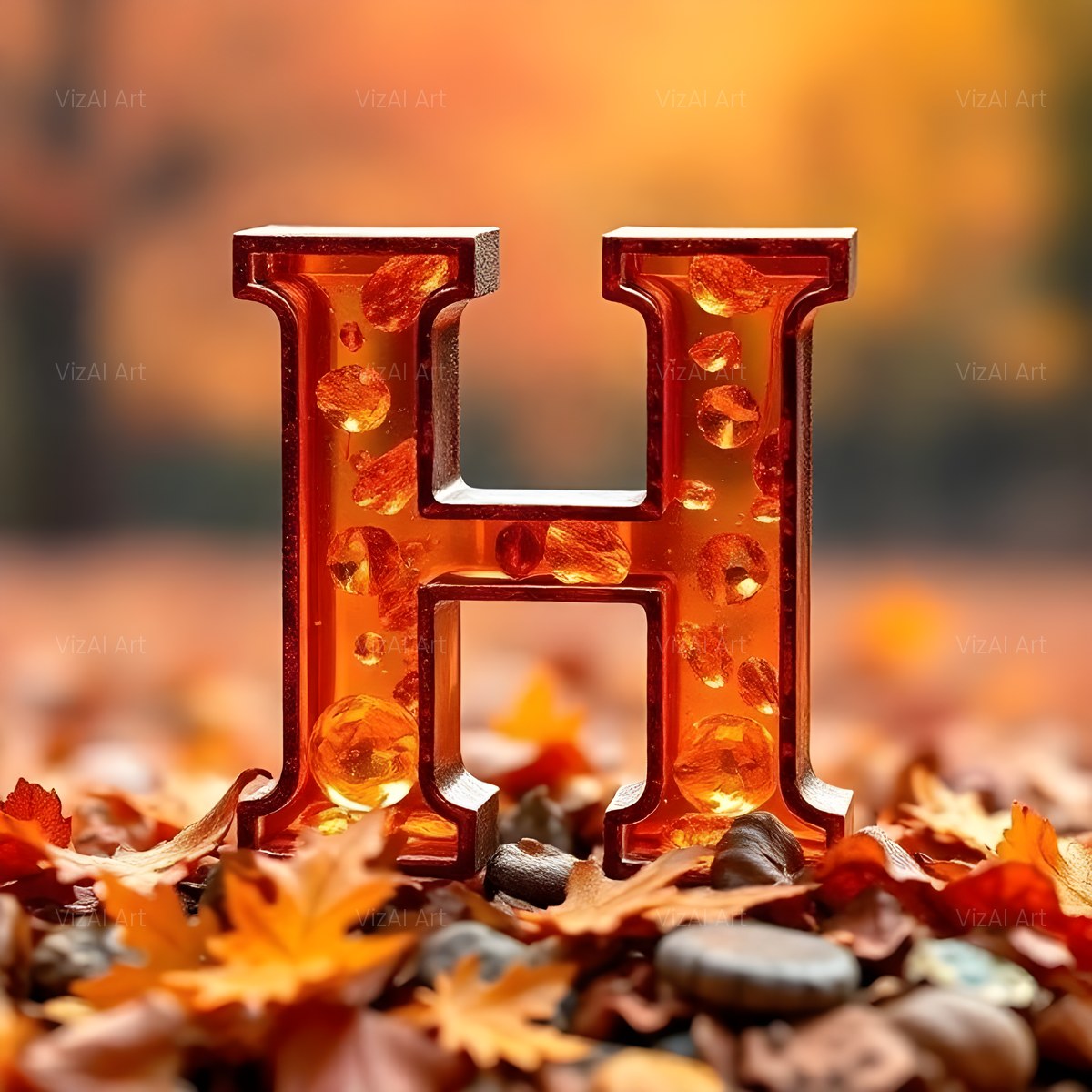 Autumn Maple Glow alphabet — printable letter H
