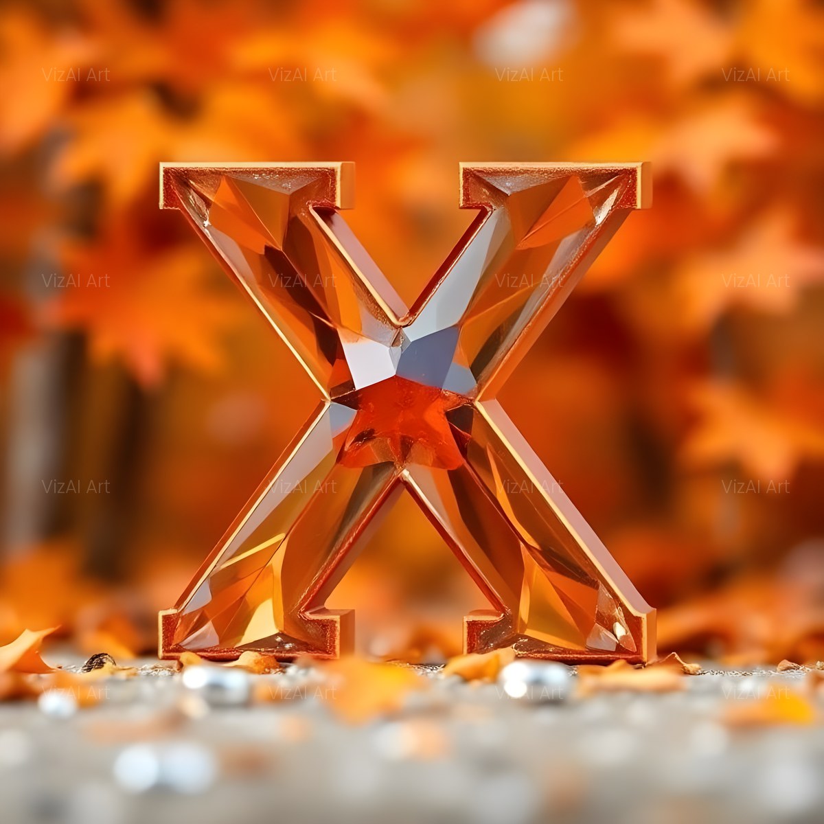 Autumn Maple Glow alphabet — printable letter X