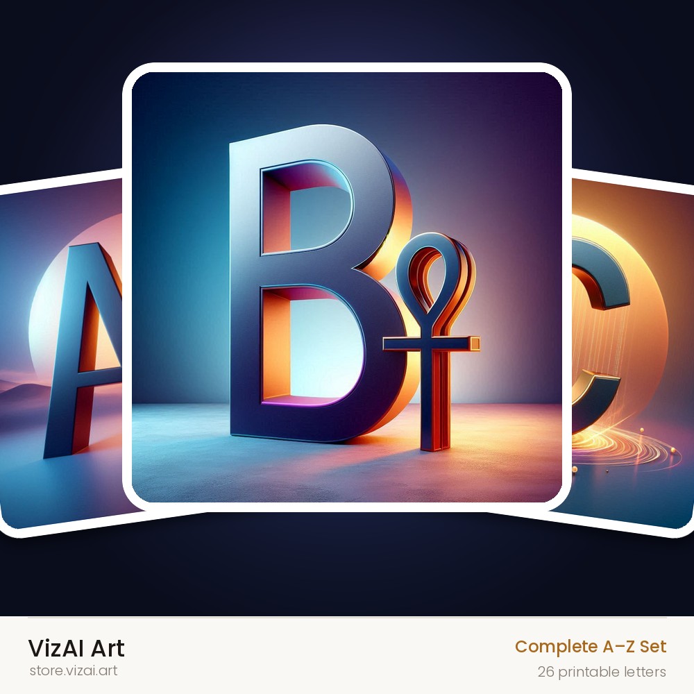VizAI Art — complete A–Z printable alphabet set