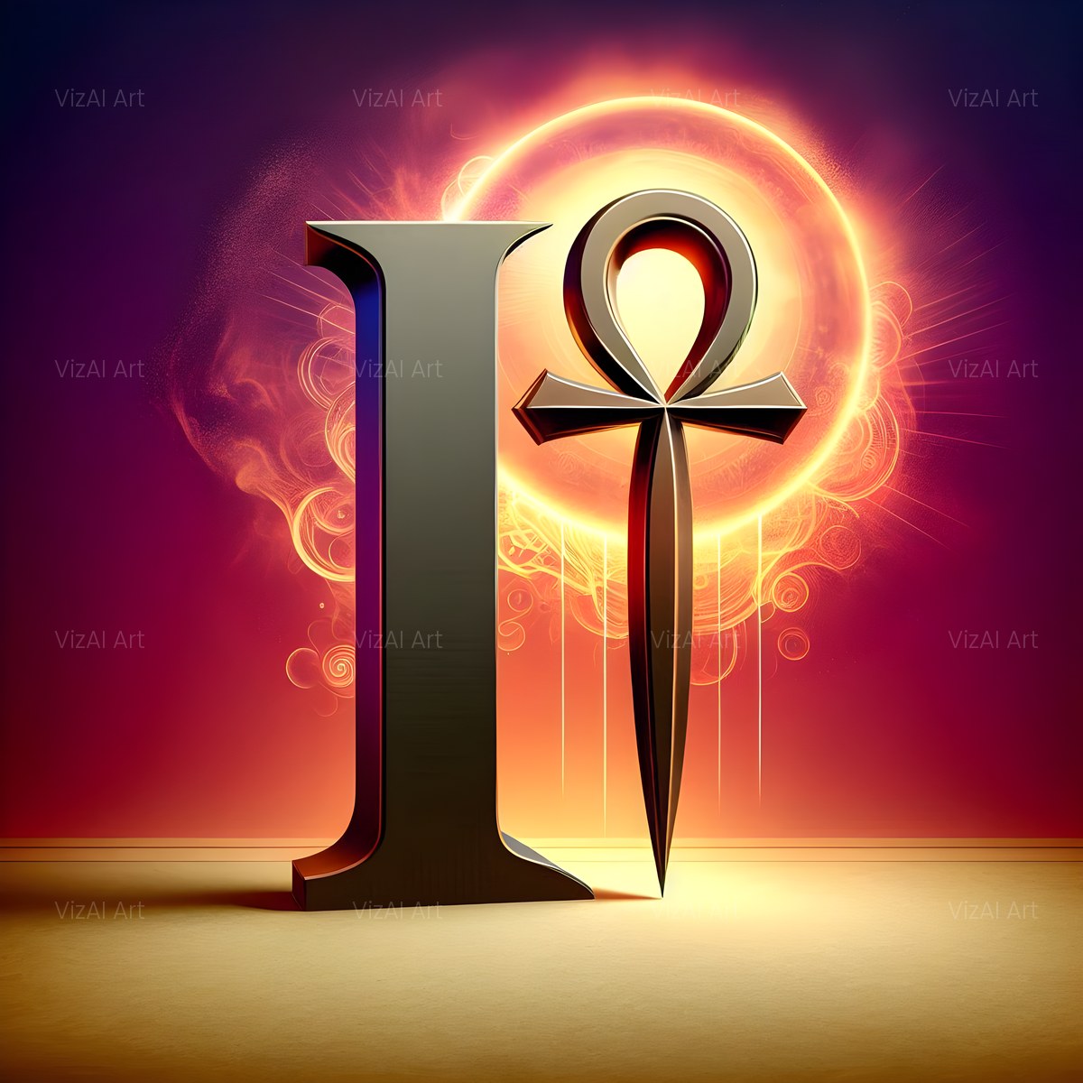 Golden Ankh Temple alphabet — printable letter I