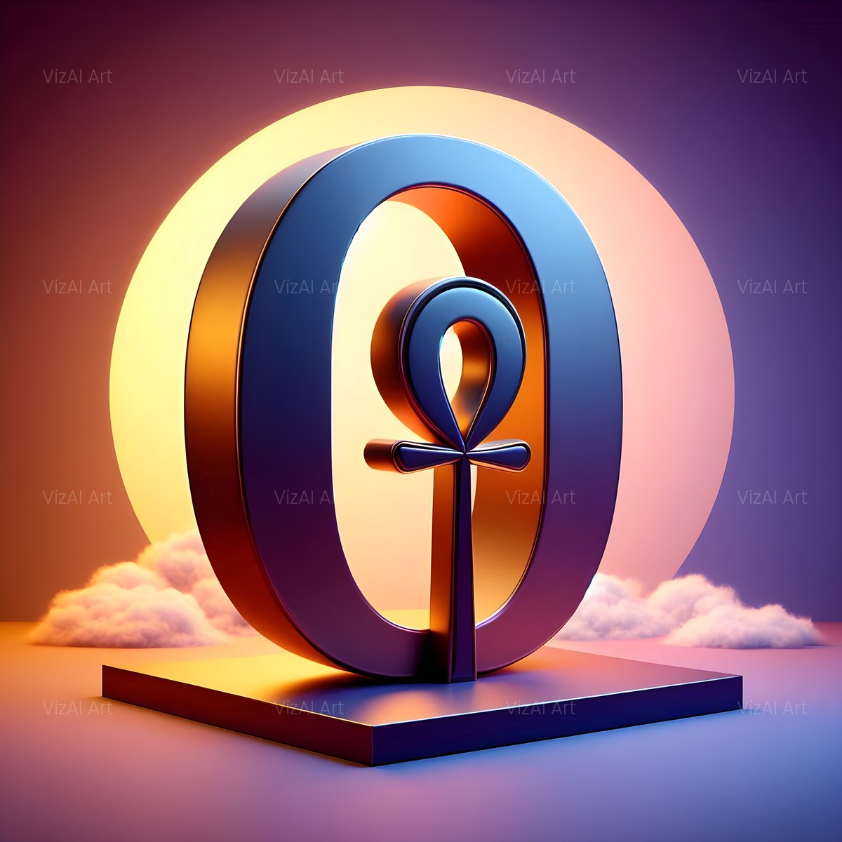 Golden Ankh Temple alphabet — printable letter O
