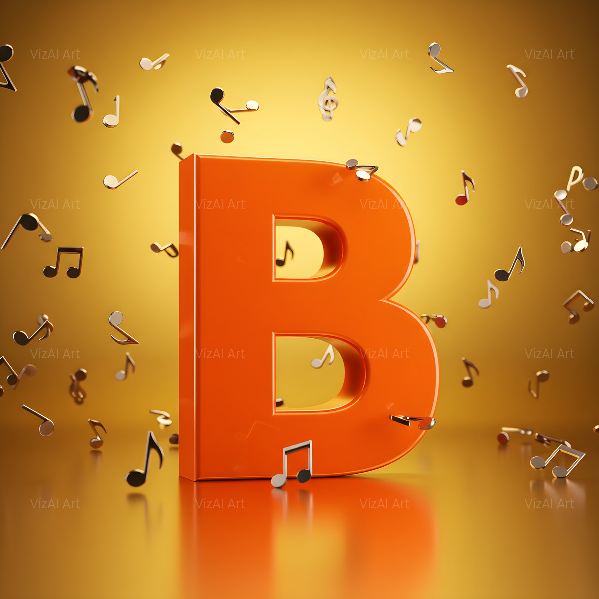 Amber Music Note alphabet — printable letter B