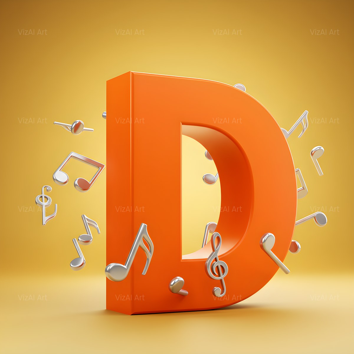 Amber Music Note alphabet — printable letter D