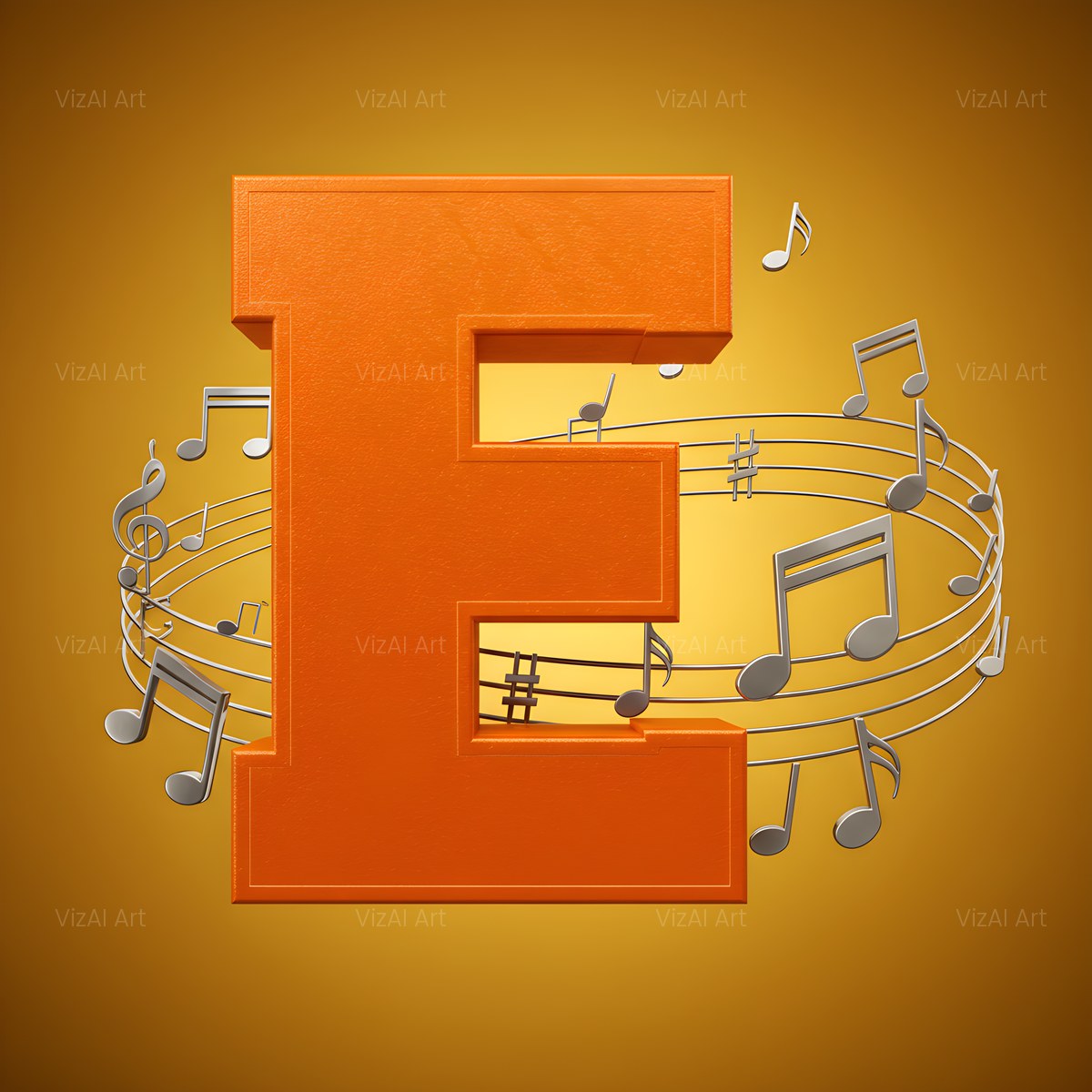 Amber Music Note alphabet — printable letter E