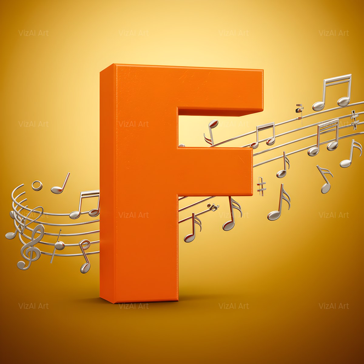 Amber Music Note alphabet — printable letter F