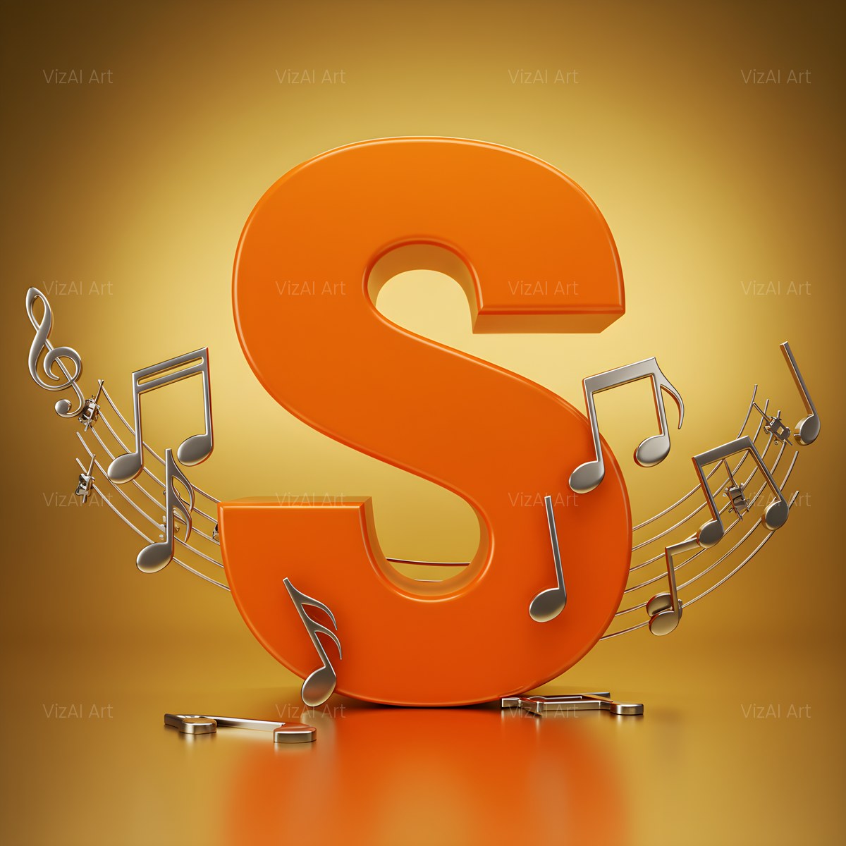 Amber Music Note alphabet — printable letter S