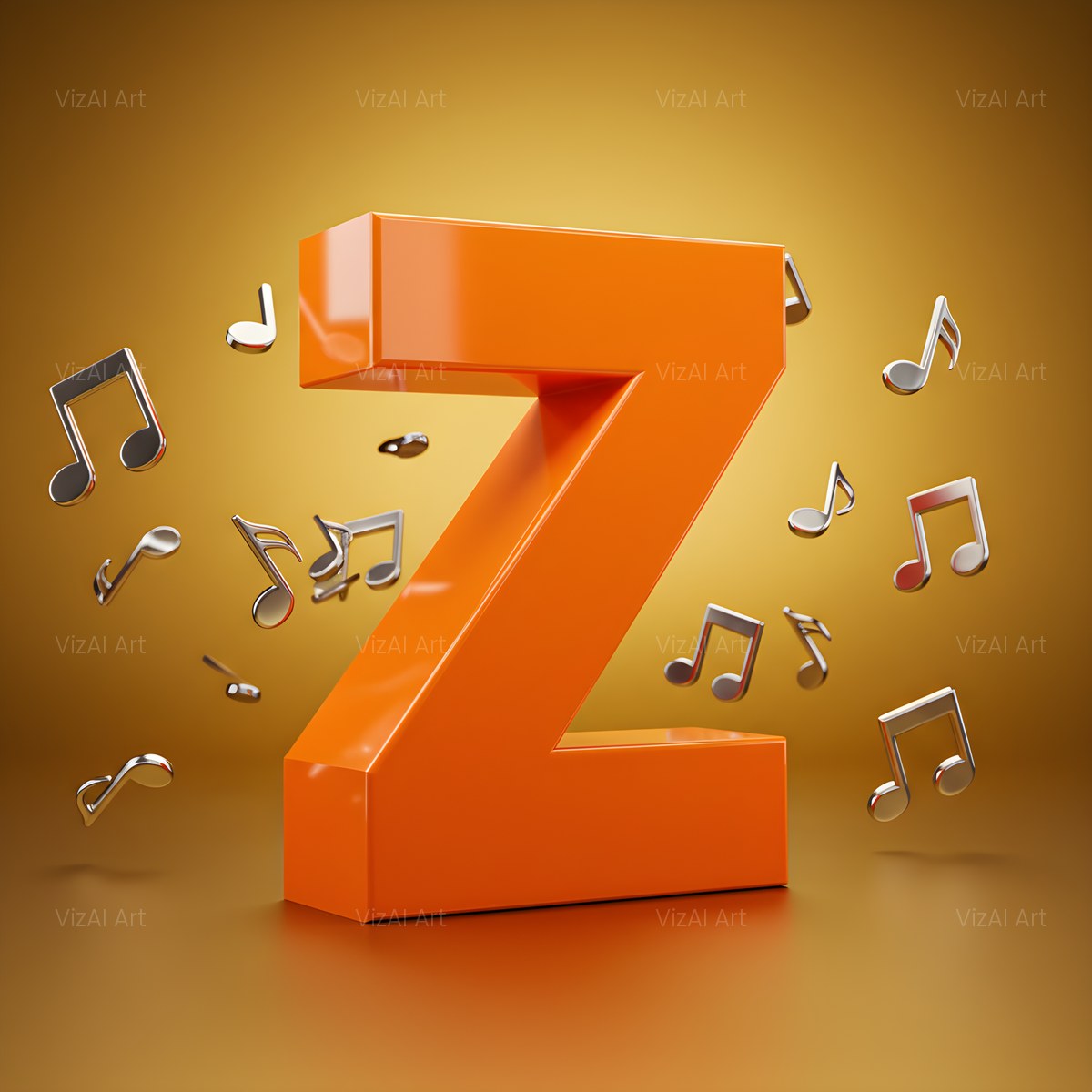 Amber Music Note alphabet — printable letter Z