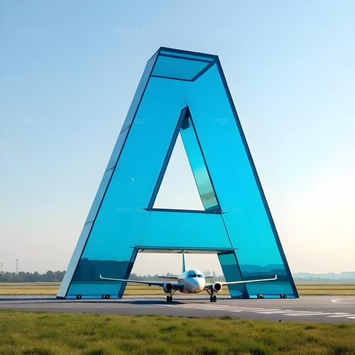 Airliner Runway Blue alphabet — printable letter A