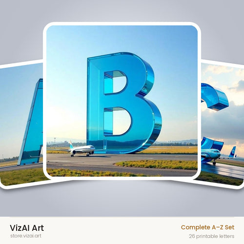 Airliner Runway Blue alphabet — choose an individual printable letter