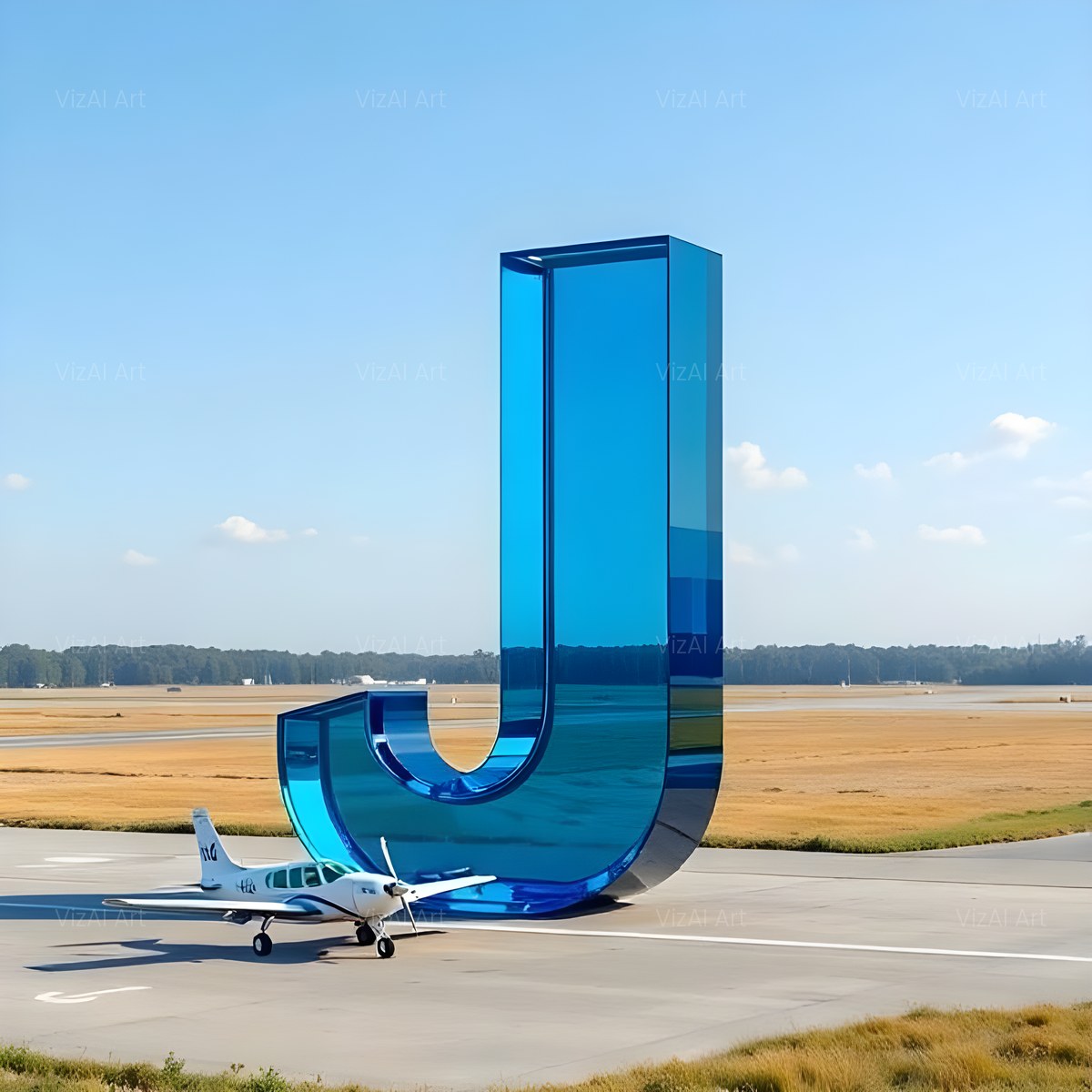 Airliner Runway Blue alphabet — printable letter J